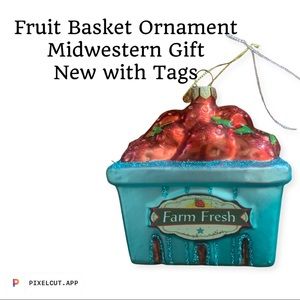 Farm Fresh Strawberry / Fruit Basket Hanging Ornament by Midwestern Gift NWT